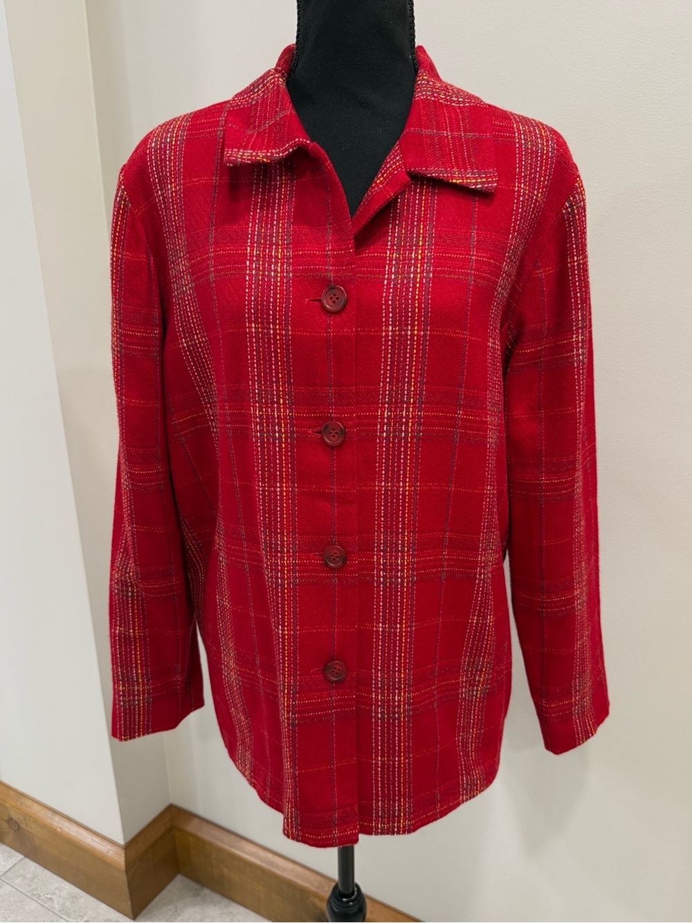 Coldwater Creek ‘90s Red Plaid Lightweight Jacket Blazer size PL